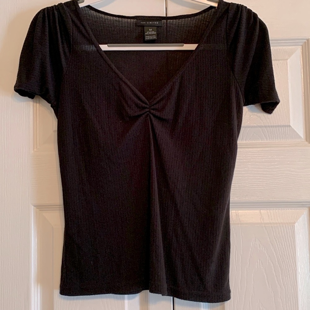 The Limited, black dressy shirt sleeved top, size Medium. EUC